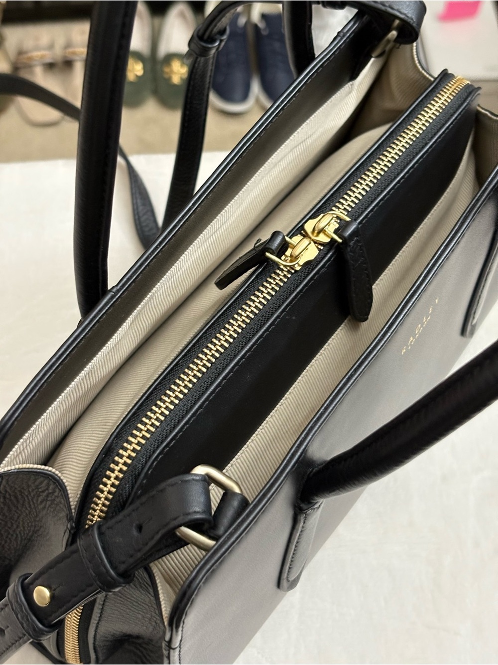 RADLEY LONDON Black Leather Structured Top-Handle Satchel - Picture 15 of 16